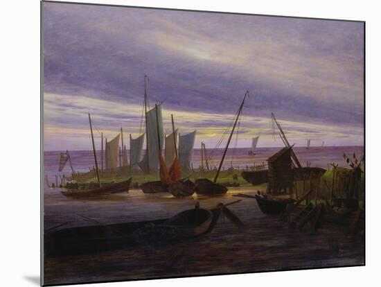 Boats in Harbour at Evening, 1828-Caspar David Friedrich-Mounted Giclee Print