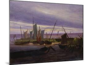 Boats in Harbour at Evening, 1828-Caspar David Friedrich-Mounted Giclee Print