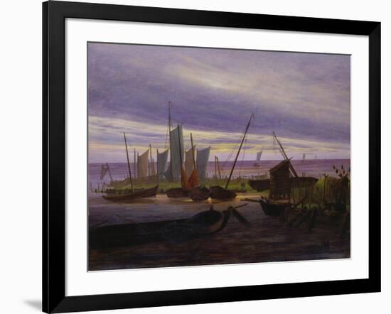 Boats in Harbour at Evening, 1828-Caspar David Friedrich-Framed Giclee Print