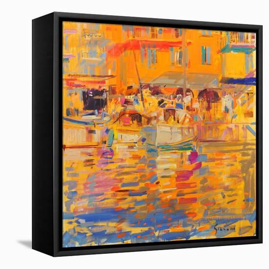 Boats in Harbour, Saint-Tropez-Peter Graham-Framed Stretched Canvas