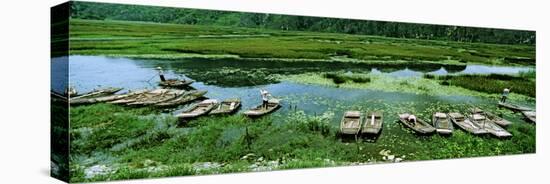 Boats in Hoang Long River, Kenh Ga, Ninh Binh, Vietnam-null-Stretched Canvas