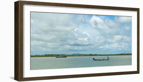 Boats in Kaladan River, Rakhine State, Myanmar-null-Framed Photographic Print