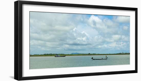 Boats in Kaladan River, Rakhine State, Myanmar-null-Framed Photographic Print