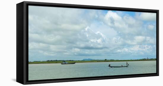 Boats in Kaladan River, Rakhine State, Myanmar-null-Framed Stretched Canvas