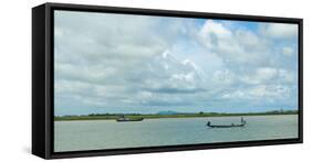 Boats in Kaladan River, Rakhine State, Myanmar-null-Framed Stretched Canvas