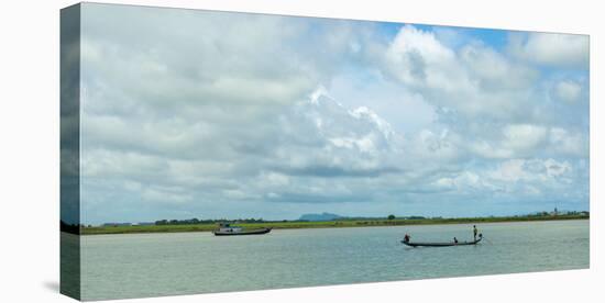 Boats in Kaladan River, Rakhine State, Myanmar-null-Stretched Canvas