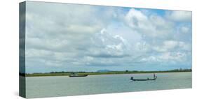 Boats in Kaladan River, Rakhine State, Myanmar-null-Stretched Canvas