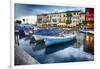 Boats In Lazise Harbor After Sunset-George Oze-Framed Photographic Print