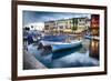 Boats In Lazise Harbor After Sunset-George Oze-Framed Photographic Print