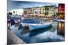 Boats In Lazise Harbor After Sunset-George Oze-Mounted Photographic Print