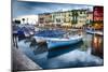 Boats In Lazise Harbor After Sunset-George Oze-Mounted Photographic Print