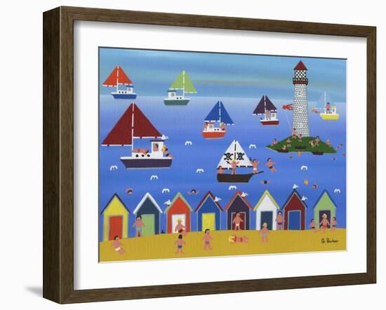 Boats in Lighthouse Bay-Gordon Barker-Framed Giclee Print