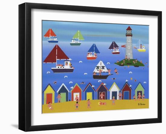 Boats in Lighthouse Bay-Gordon Barker-Framed Giclee Print