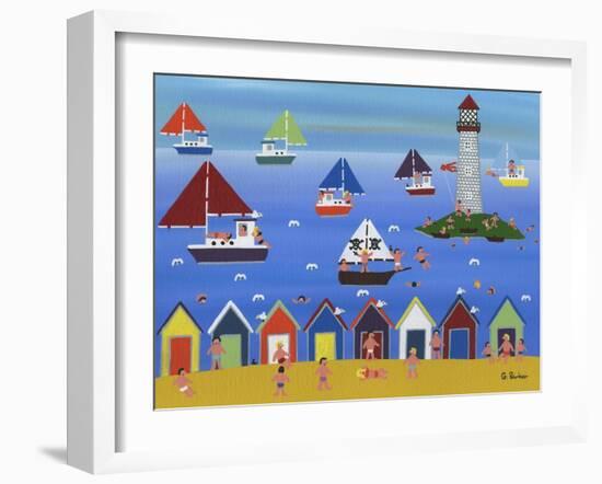 Boats in Lighthouse Bay-Gordon Barker-Framed Giclee Print