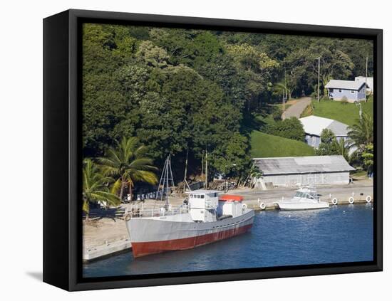 Boats in Mahogany Bay, Roatan Island, Honduras, Central America-Richard Cummins-Framed Stretched Canvas