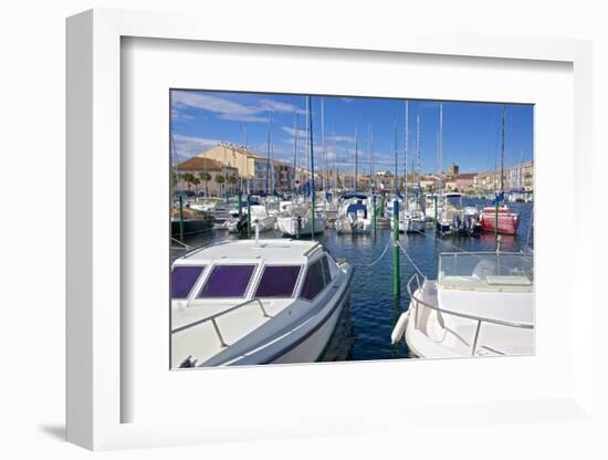 Boats in Marina, Meze, Herault, Languedoc Roussillon Region, France, Europe-Guy Thouvenin-Framed Photographic Print