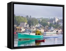 Boats in Morning Fog. Corea, Maine, Usa-Jerry & Marcy Monkman-Framed Stretched Canvas