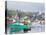 Boats in Morning Fog. Corea, Maine, Usa-Jerry & Marcy Monkman-Stretched Canvas