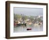 Boats in Morning Fog. Corea, Maine, Usa-Jerry & Marcy Monkman-Framed Photographic Print