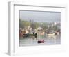 Boats in Morning Fog. Corea, Maine, Usa-Jerry & Marcy Monkman-Framed Photographic Print