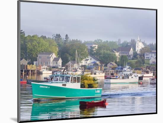 Boats in Morning Fog. Corea, Maine, Usa-Jerry & Marcy Monkman-Mounted Photographic Print