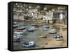 Boats in Mousehole Harbour, Near Penzance, Cornwall, England-David Wall-Framed Stretched Canvas