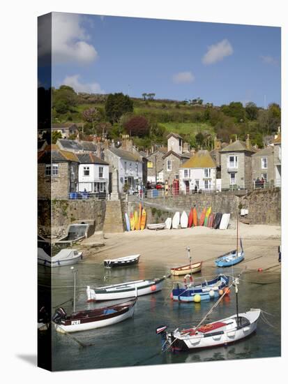 Boats in Mousehole Harbour, Near Penzance, Cornwall, England-David Wall-Stretched Canvas