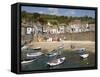 Boats in Mousehole Harbour, Near Penzance, Cornwall, England-David Wall-Framed Stretched Canvas