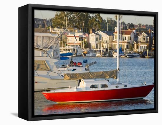 Boats in Newport Channel Near Balboa, Newport Beach, Orange County, California, United States of Am-Richard Cummins-Framed Stretched Canvas