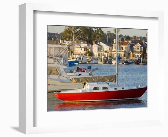 Boats in Newport Channel Near Balboa, Newport Beach, Orange County, California, United States of Am-Richard Cummins-Framed Photographic Print