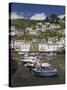 Boats in Polperro Harbour at Low Tide, Cornwall, England, United Kingdom, Europe-Hazel Stuart-Stretched Canvas