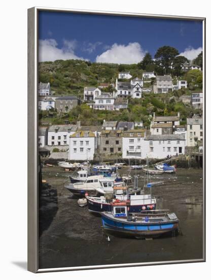 Boats in Polperro Harbour at Low Tide, Cornwall, England, United Kingdom, Europe-Hazel Stuart-Framed Photographic Print