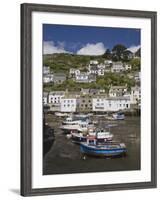 Boats in Polperro Harbour at Low Tide, Cornwall, England, United Kingdom, Europe-Hazel Stuart-Framed Photographic Print