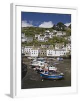 Boats in Polperro Harbour at Low Tide, Cornwall, England, United Kingdom, Europe-Hazel Stuart-Framed Photographic Print