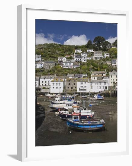 Boats in Polperro Harbour at Low Tide, Cornwall, England, United Kingdom, Europe-Hazel Stuart-Framed Photographic Print