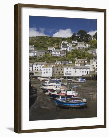 Boats in Polperro Harbour at Low Tide, Cornwall, England, United Kingdom, Europe-Hazel Stuart-Framed Photographic Print