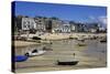 Boats in St. Ives Harbour at Low Tide, St. Ives, Cornwall, England, United Kingdom, Europe-Simon Montgomery-Stretched Canvas