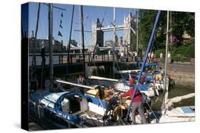 Boats in St Katherines Lock, London-Peter Thompson-Stretched Canvas