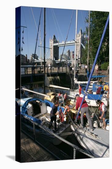 Boats in St Katherines Lock, London-Peter Thompson-Stretched Canvas