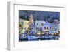 Boats in Symi Harbour at Dusk, Symi, Dodecanese, Greek Islands, Greece, Europe-Neil Farrin-Framed Photographic Print