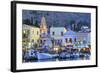 Boats in Symi Harbour at Dusk, Symi, Dodecanese, Greek Islands, Greece, Europe-Neil Farrin-Framed Photographic Print