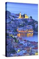 Boats in Symi Harbour from Elevated Angle at Dusk, Symi, Dodecanese, Greek Islands, Greece, Europe-Neil Farrin-Stretched Canvas