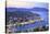 Boats in Symi Harbour from Elevated Angle at Dusk, Symi, Dodecanese, Greek Islands, Greece, Europe-Neil Farrin-Stretched Canvas