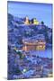 Boats in Symi Harbour from Elevated Angle at Dusk, Symi, Dodecanese, Greek Islands, Greece, Europe-Neil Farrin-Mounted Photographic Print