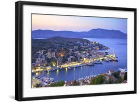 Boats in Symi Harbour from Elevated Angle at Dusk, Symi, Dodecanese, Greek Islands, Greece, Europe-Neil Farrin-Framed Photographic Print