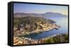 Boats in Symi Harbour from Elevated Angle, Symi, Dodecanese, Greek Islands, Greece, Europe-Neil Farrin-Framed Stretched Canvas