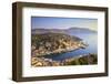 Boats in Symi Harbour from Elevated Angle, Symi, Dodecanese, Greek Islands, Greece, Europe-Neil Farrin-Framed Photographic Print