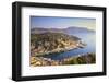 Boats in Symi Harbour from Elevated Angle, Symi, Dodecanese, Greek Islands, Greece, Europe-Neil Farrin-Framed Photographic Print