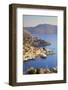 Boats in Symi Harbour from Elevated Angle, Symi, Dodecanese, Greek Islands, Greece, Europe-Neil Farrin-Framed Photographic Print