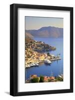 Boats in Symi Harbour from Elevated Angle, Symi, Dodecanese, Greek Islands, Greece, Europe-Neil Farrin-Framed Photographic Print